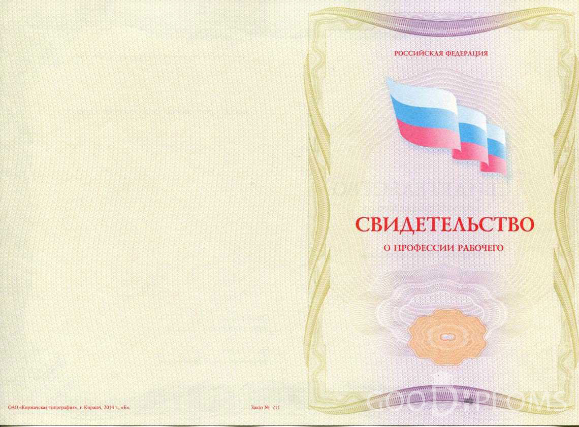 Свидетельство о Профессии Рабочего - Обратная Сторона период выдачи 1999-2020 -  Киев